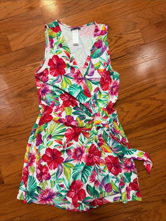 Tommy Bahama Pants - Tommy Bahama Tropical Floral Tie-Waist Romper in White, Pink & Green NWOT
